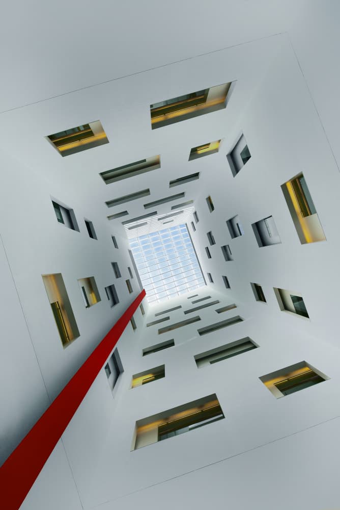 Geometric White Atrium by Jorge Pimenta — canvas wall art