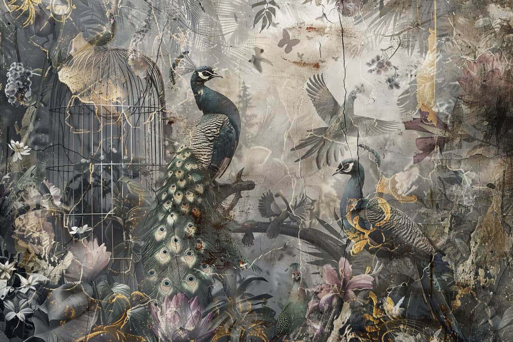 Opulent Jungle Peacocks by Rafal Kulik — canvas wall art