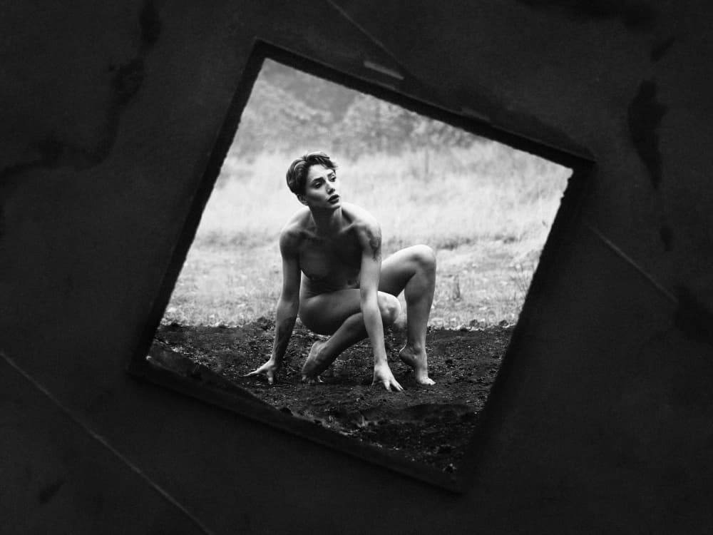 Crouching Earth Nude by Marius Cinteza — canvas wall art