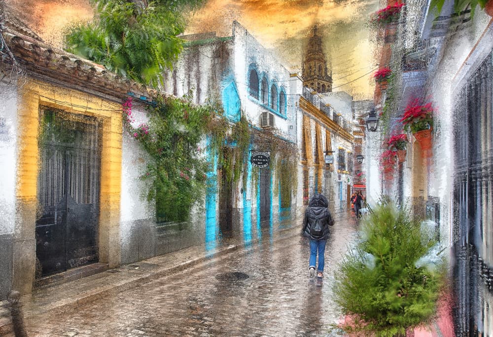 Rainy Cordoba Street by C.S. Tjandra — canvas wall art