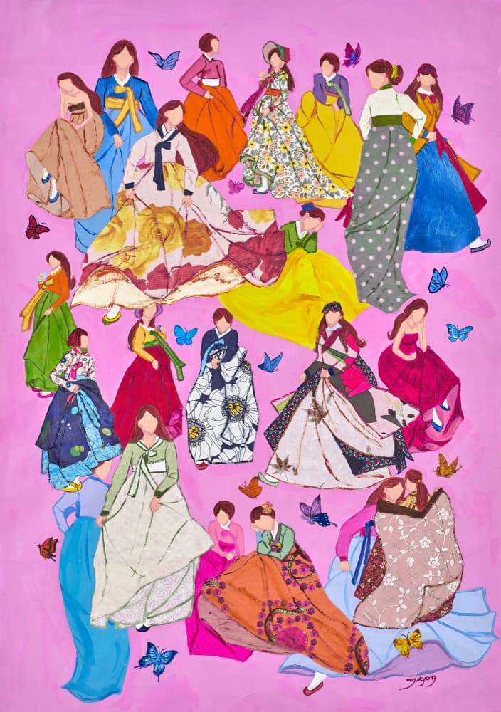 Vibrant Hanbok Women by Jukyong Park — canvas wall art
