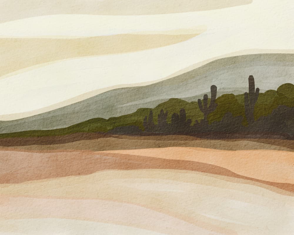 Saguaro Desert Hills by Nikita Jariwala — canvas wall art