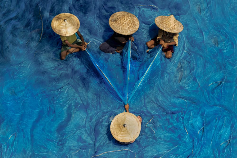 Traditional Blue Net Work by Prithul Das — canvas wall art