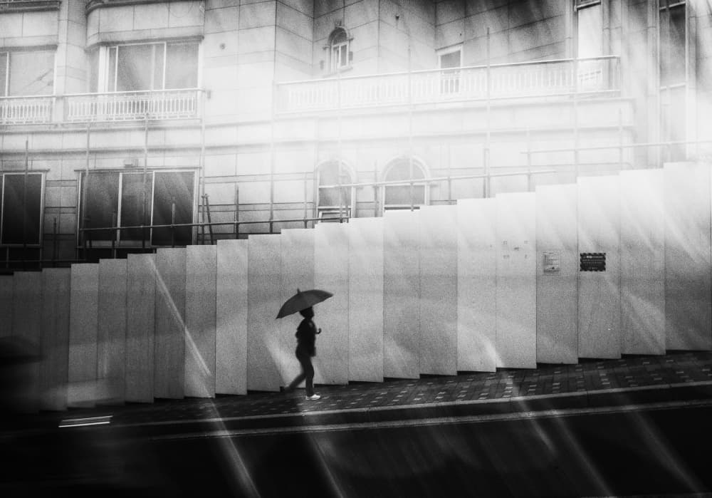 Umbrella in City Light by Mi Young Choi — canvas wall art