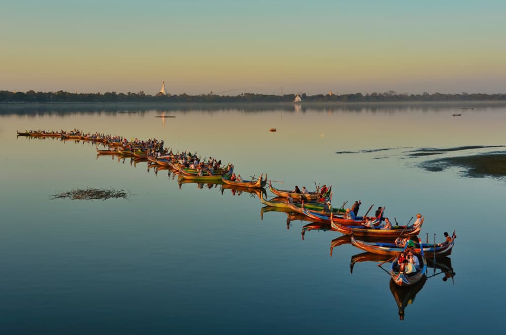 Golden River Boats by Eden Antho — canvas wall art