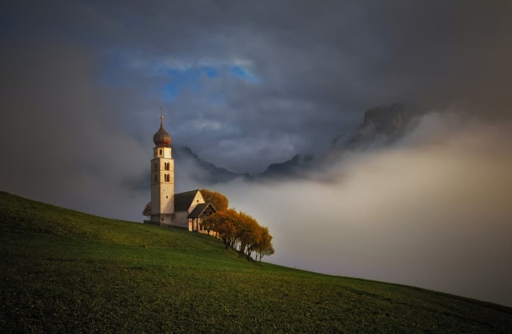 Misty Mountain Church by Lazar Ioan Ovidiu — canvas wall art