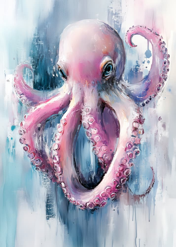 Vibrant Pink Octopus by Justyna Jaszke — canvas wall art