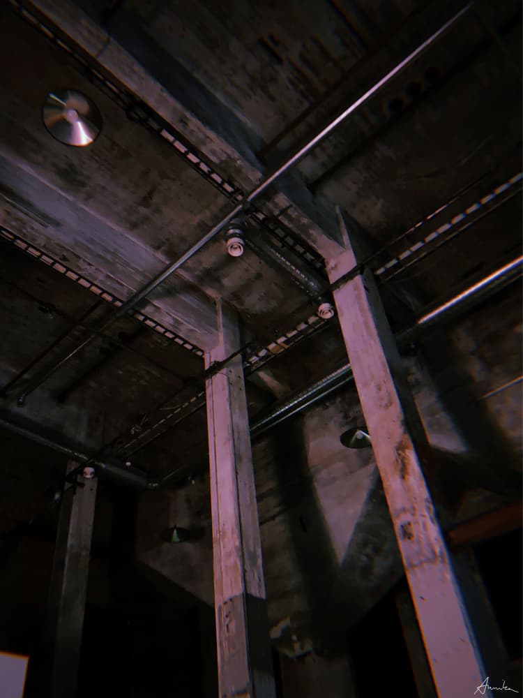 Dark Industrial Concrete Interior by Annika John — canvas wall art
