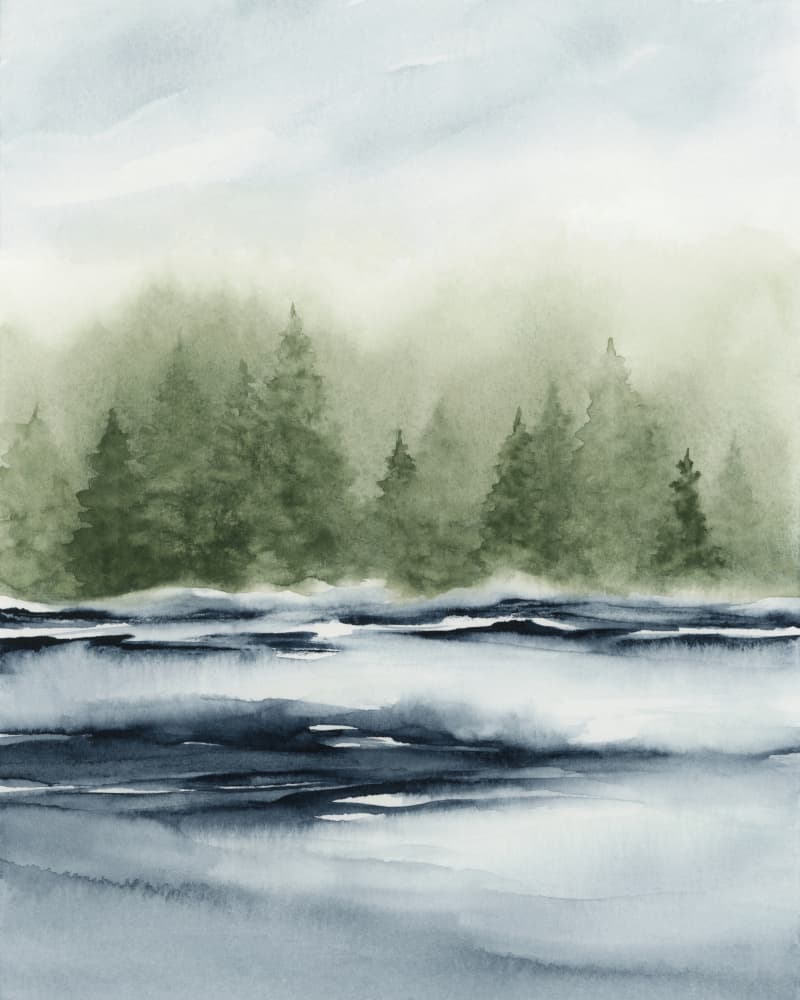 Misty Forest Lake by Rachel Elise — canvas wall art
