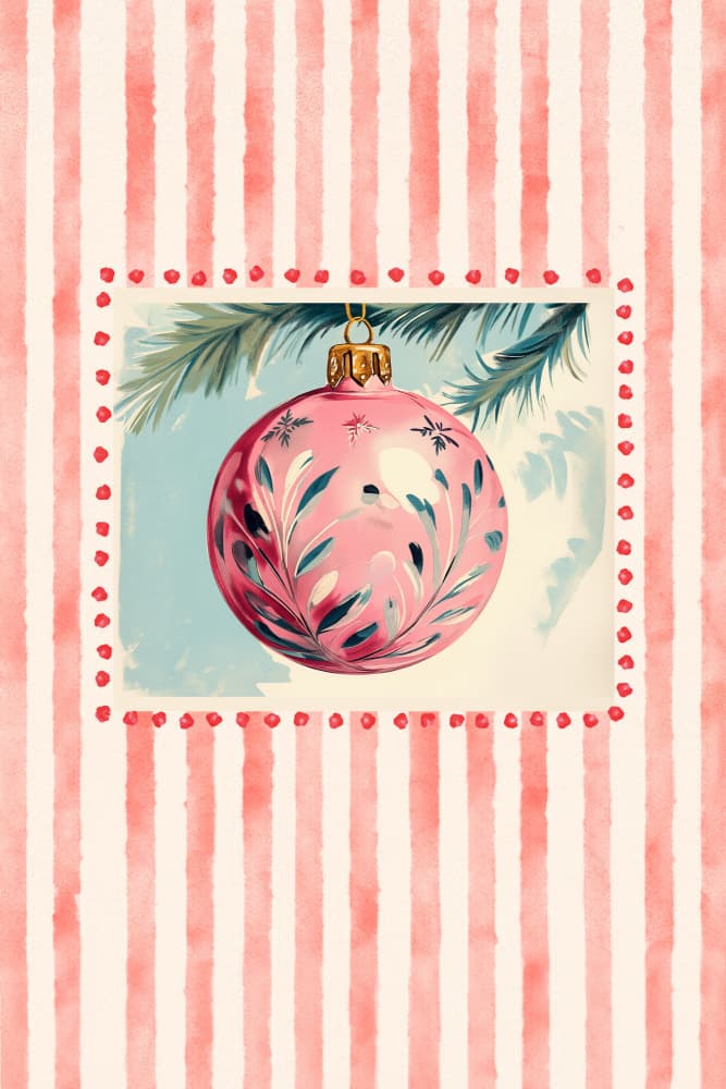 Vintage Pink Christmas Ornament by Pictufy Studio IV — canvas wall art