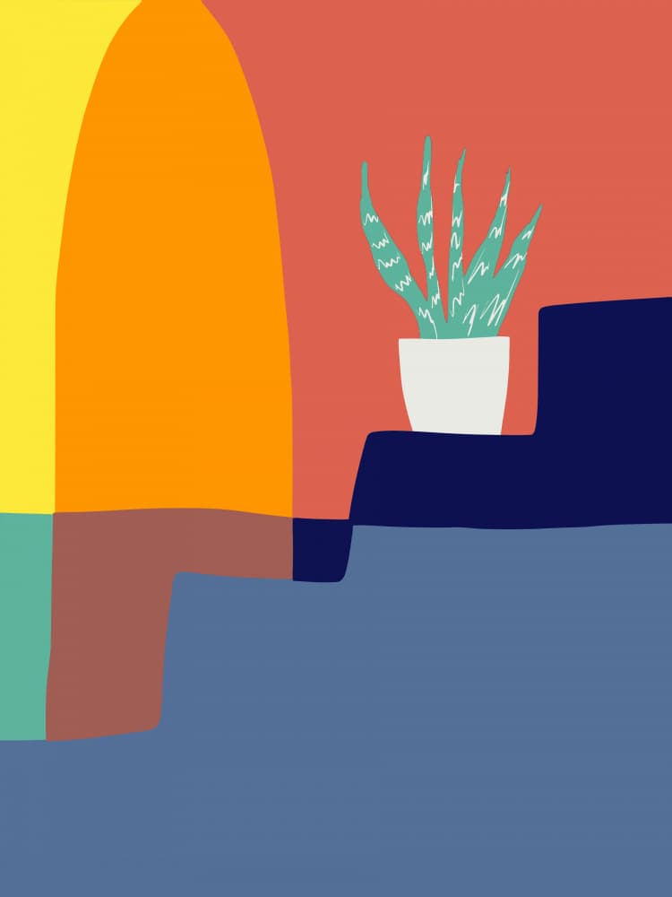Colorful Abstract Plant by Little Dean — canvas wall art