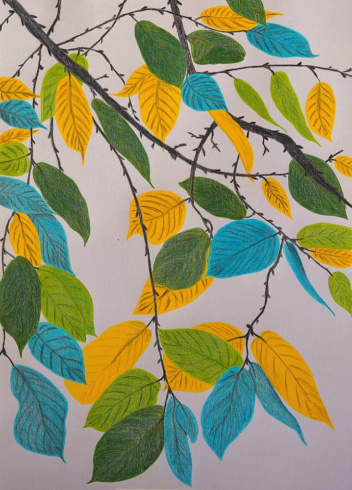 Vibrant Leaf Branches by Viktoriia Saunina — canvas wall art