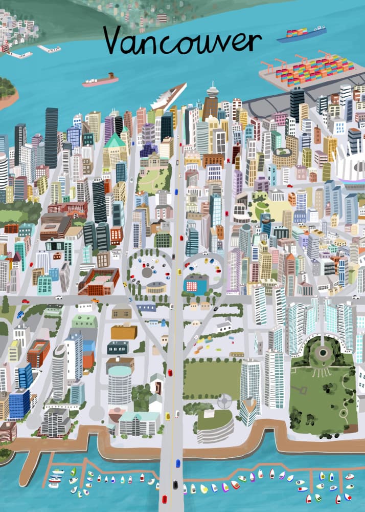 Vibrant Vancouver City by Carla Daly — canvas wall art