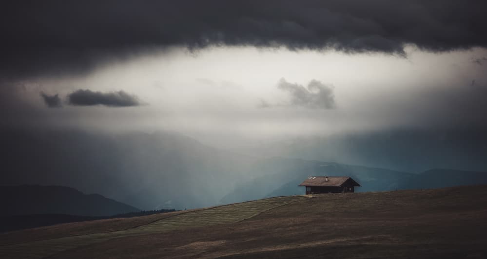 Lonely Cabin Dark Sky by Ales Krivec — canvas wall art