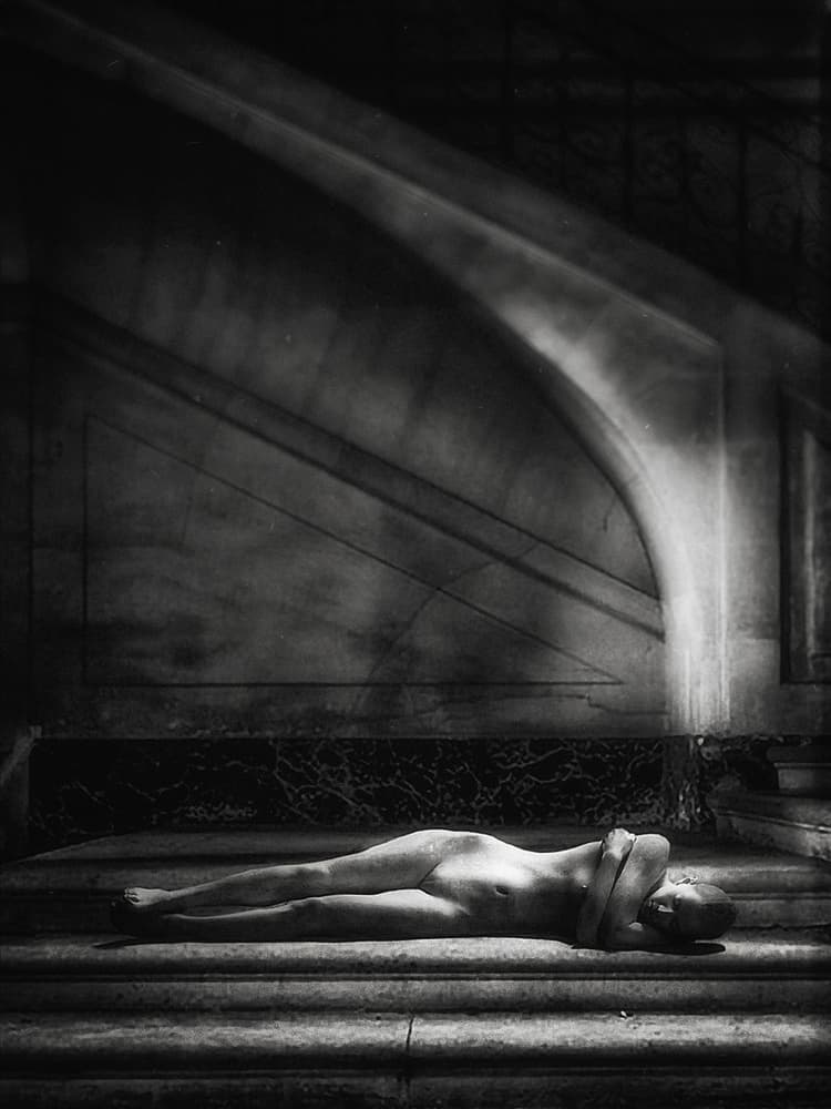 Serene Nude in Stone by Holger Droste — canvas wall art
