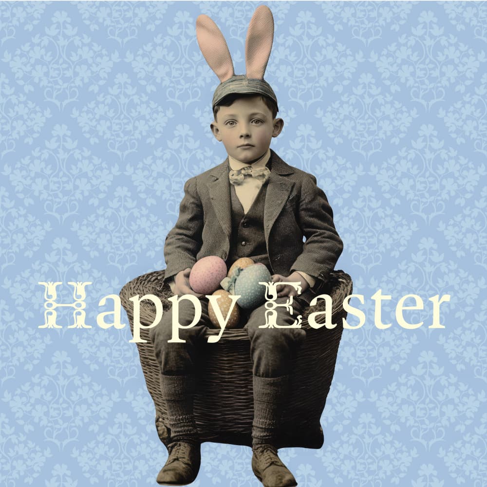Vintage Easter Bunny Boy by Sue Skellern — canvas wall art
