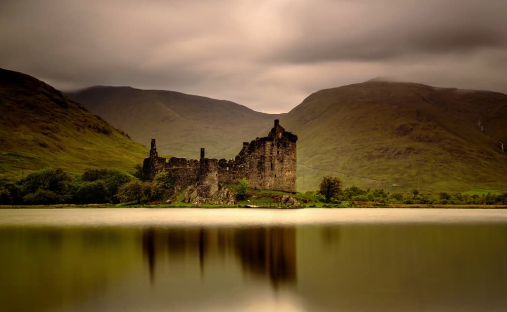 Kilchurn Castle Loch Reflection by Jie Jin — canvas wall art