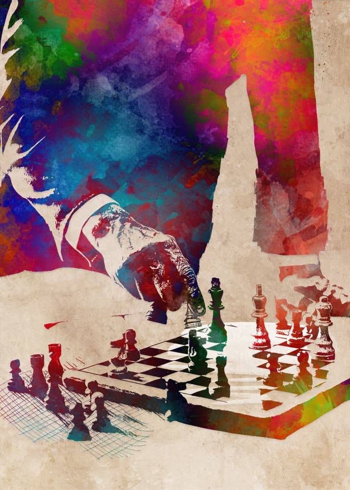 Vibrant Chess Strategy by Justyna Jaszke — canvas wall art