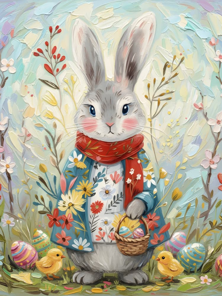 Easter Bunny's Spring Garden by HUGO — canvas wall art