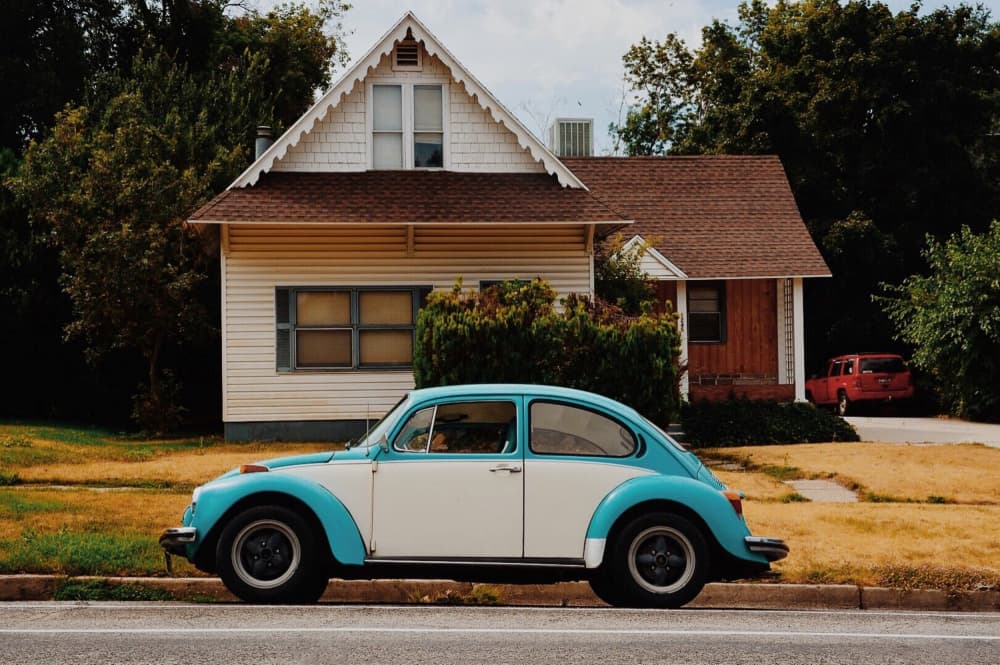 Vintage Blue Beetle Home by Del Mundo Imagery — canvas wall art
