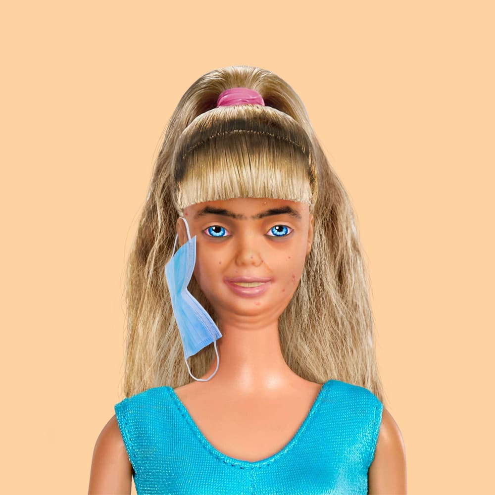 Quirky Barbie Mask Portrait by Artem Pozdniakov — canvas wall art