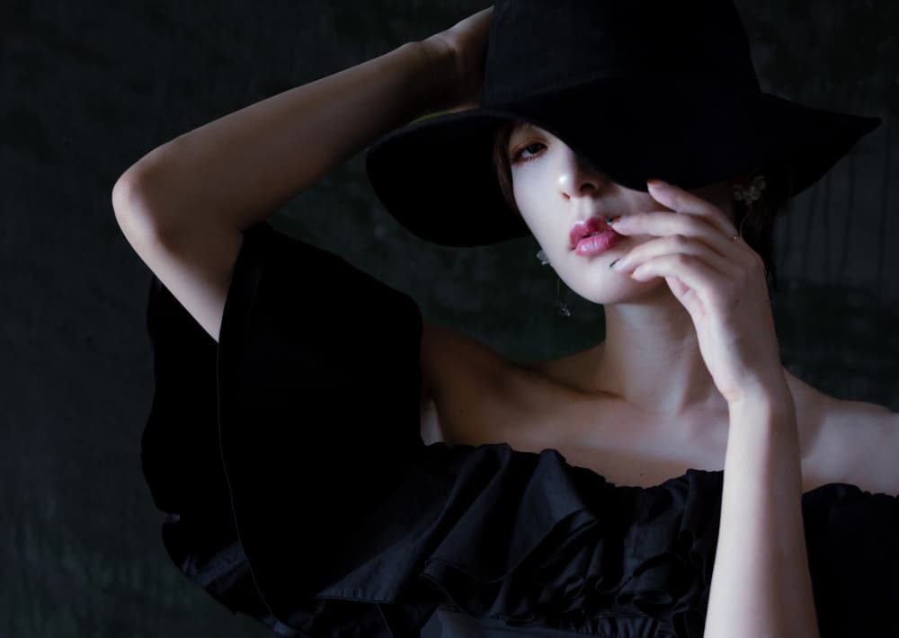 Mysterious Woman Black Hat by Tsutomu Sakamoto — canvas wall art