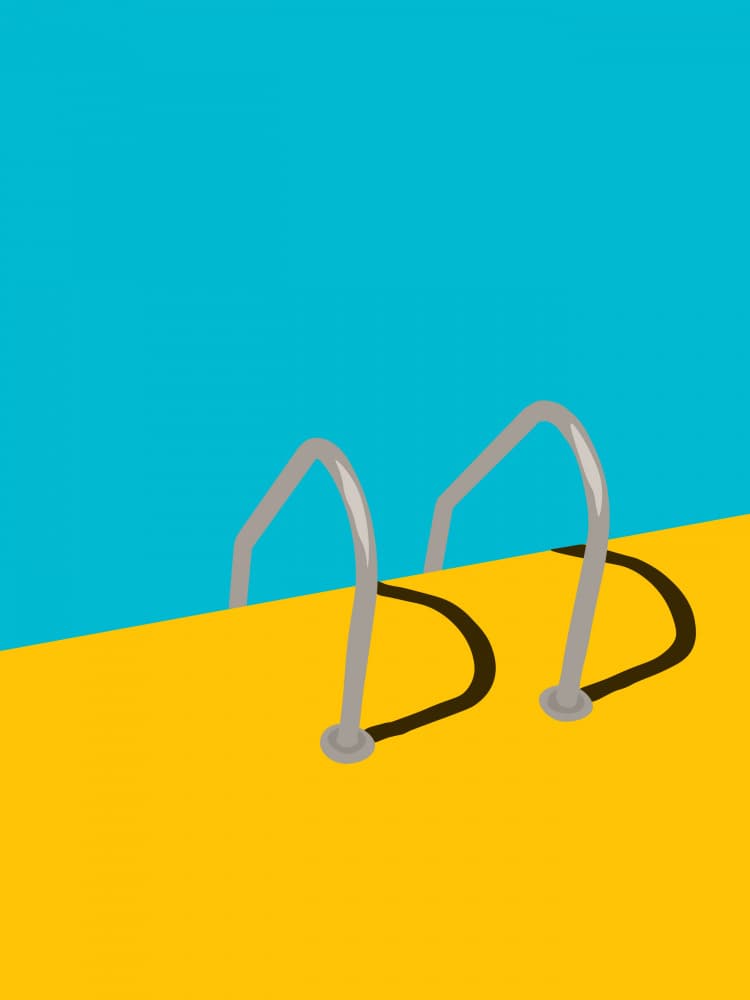 Bright Pool Ladder by Elizabeth C — canvas wall art