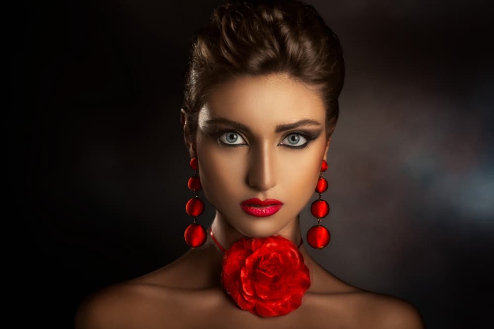 Striking Woman in Red by Peppe Tambè — canvas wall art