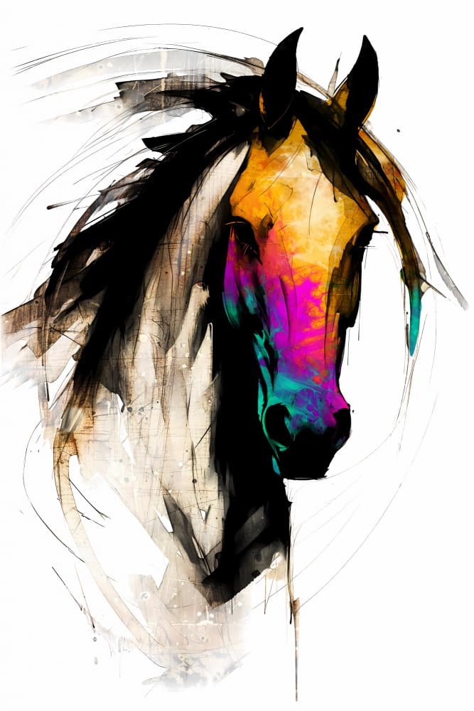 Colorful Abstract Horse by Rafal Kulik — canvas wall art