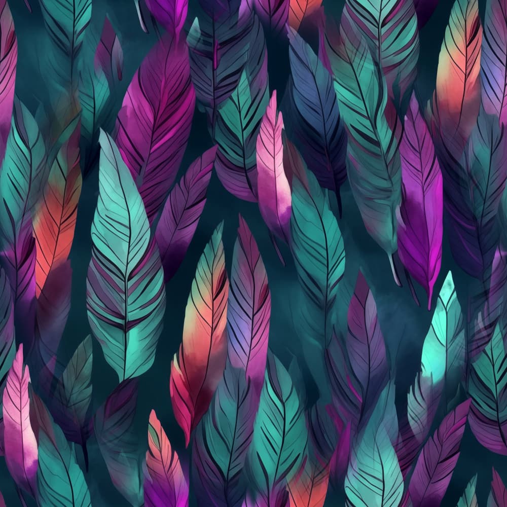Vibrant Floating Feathers by Justyna Jaszke — canvas wall art