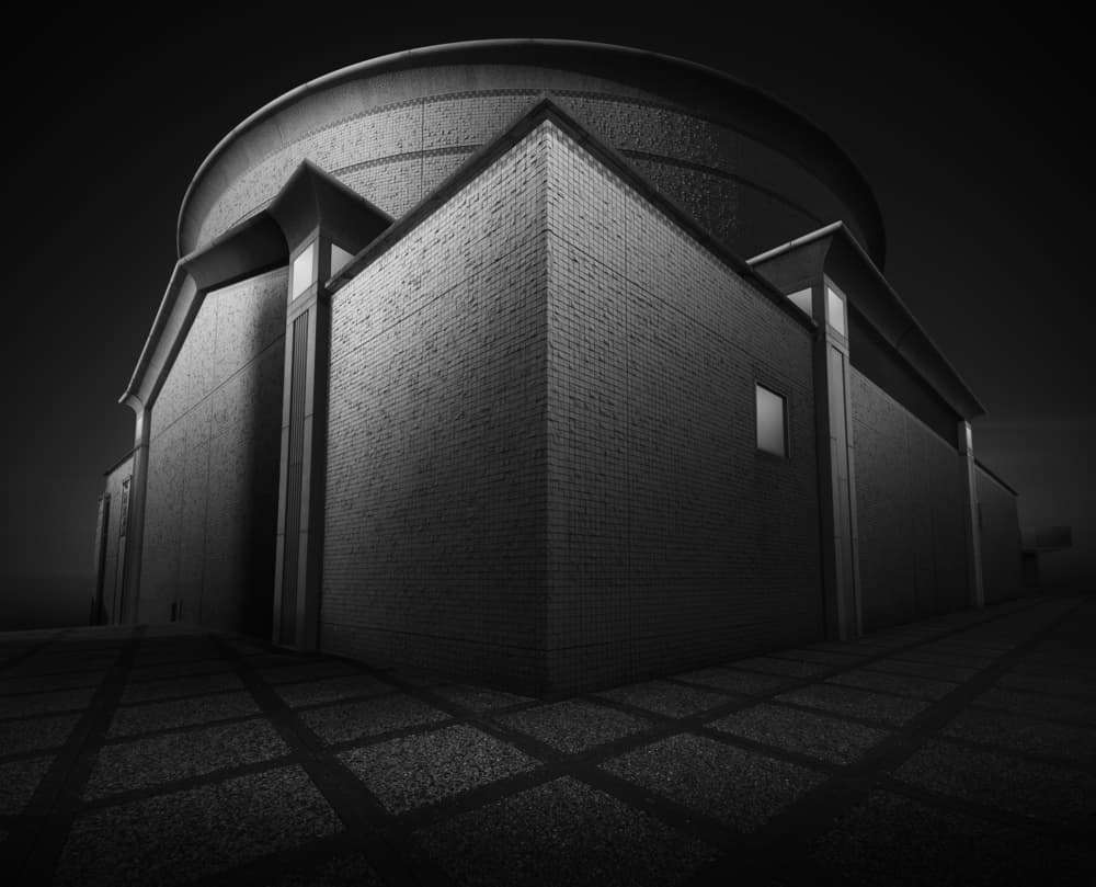 Dark Modern Architecture by Shuchuan Liu — canvas wall art