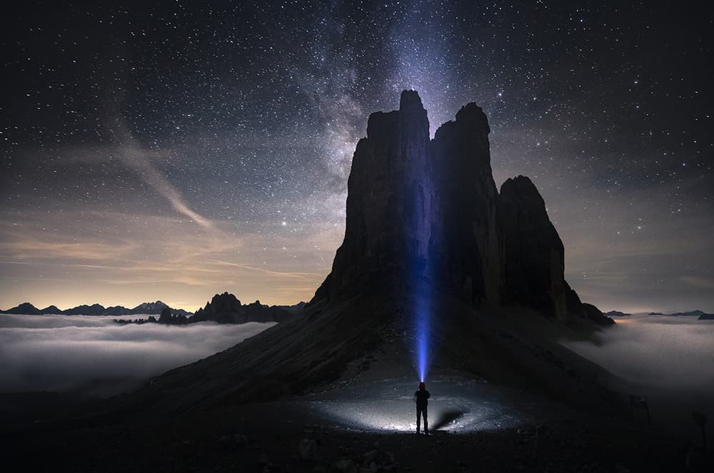 Lone Stargazer Mountain by Karol Nienartowicz — canvas wall art