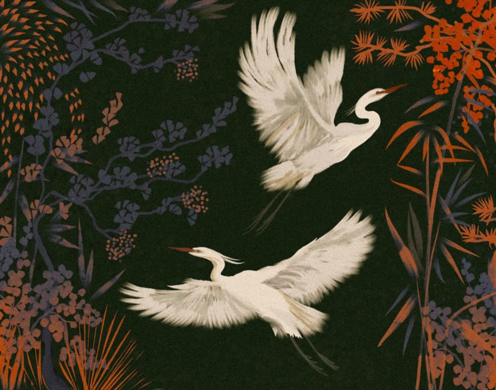 Elegant Egrets Flight by Josie George — canvas wall art