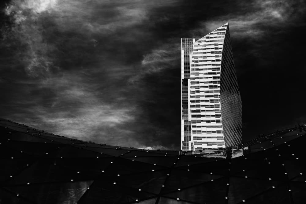 Dramatic City Skyscraper by Elena Raceala — canvas wall art