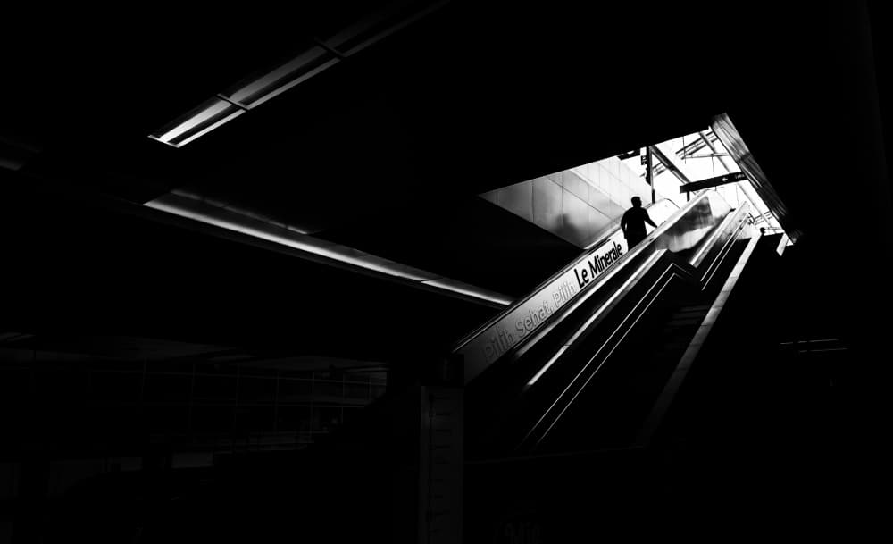 Subway Escalator Silhouette by Antonyus Bunjamin (Abe) — canvas wall art