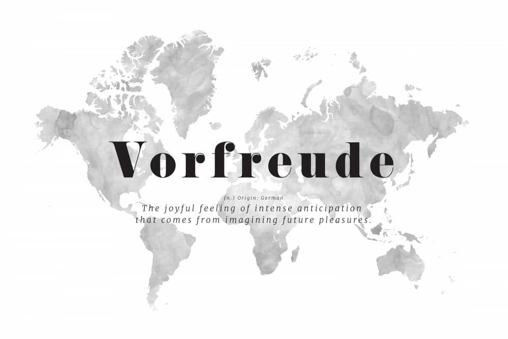 German Vorfreude World Map by Rosana Laiz Blursbyai — canvas wall art