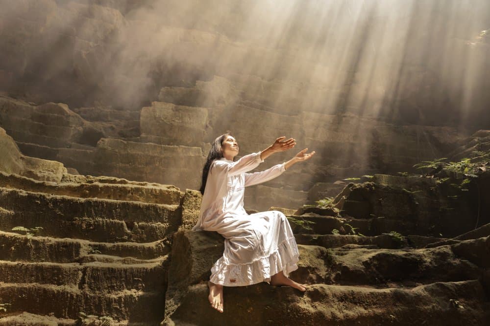 Spiritual Woman Sunbeams by Magdalena Fifi — canvas wall art
