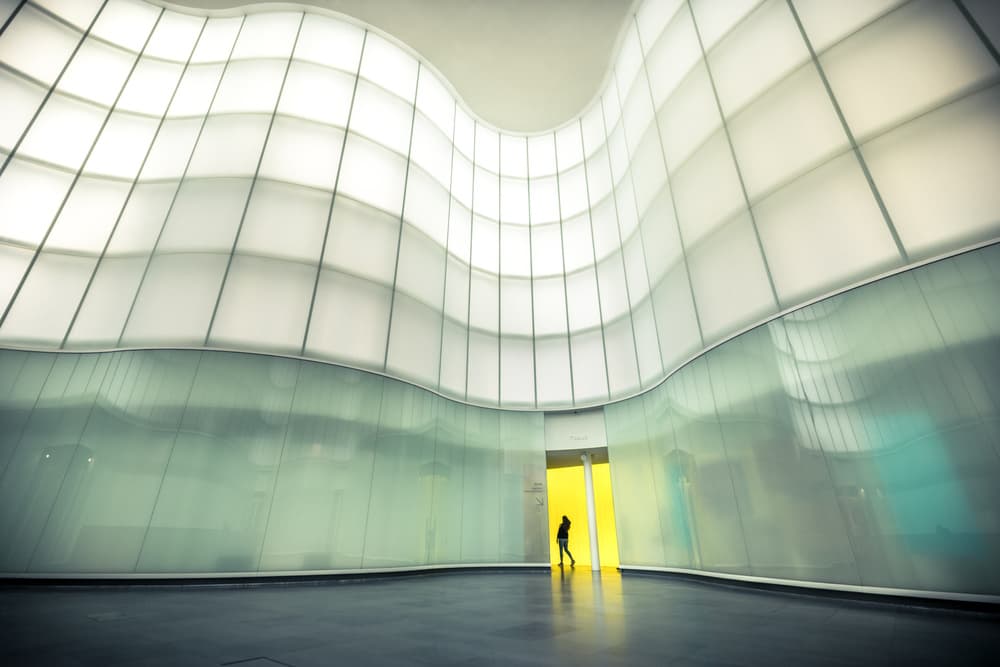 Modern Architecture Yellow Glow by Marco Tagliarino — canvas wall art
