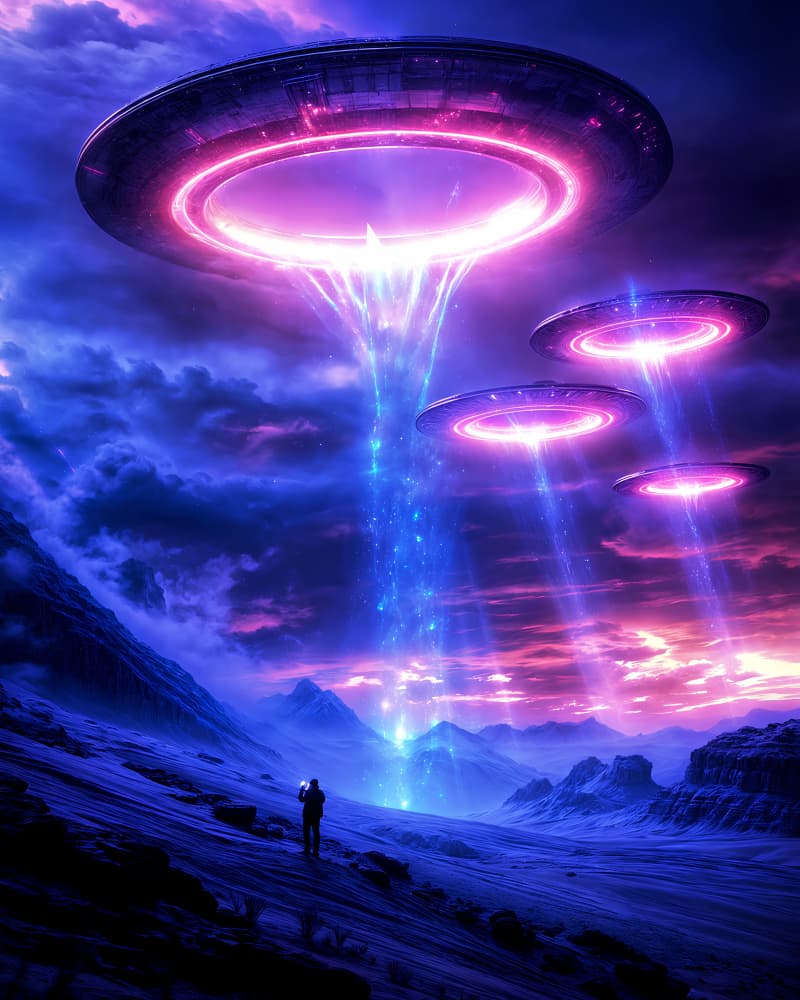 UFOs Over Purple Mountains by Ritvik takkar — canvas wall art