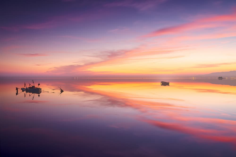 Vibrant Sunset Reflections by Gustavo Ribes — canvas wall art