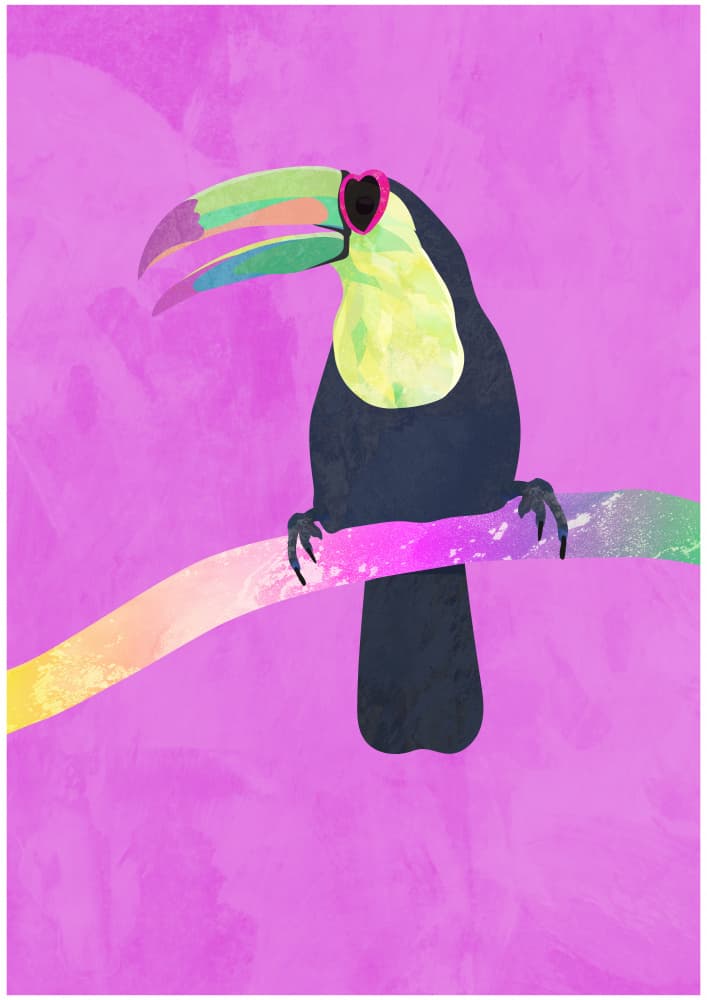 Vibrant Toucan Heart Sunglasses by Sarah Manovski — canvas wall art
