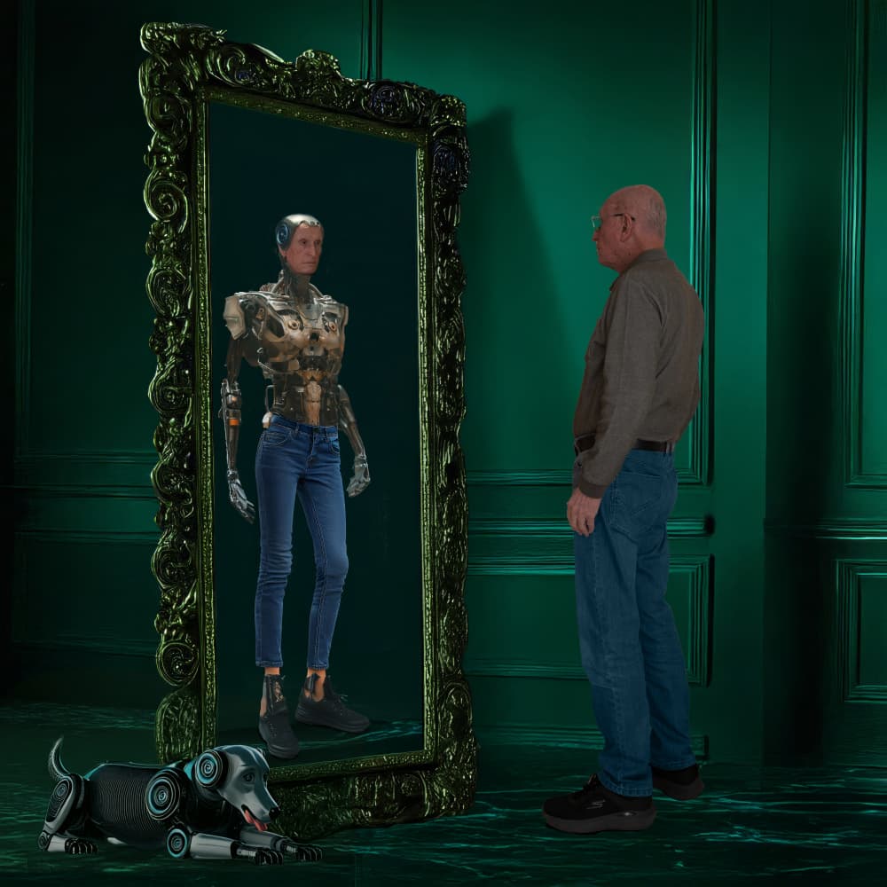 Man's Cyborg Reflection by Dov Fuchs — canvas wall art