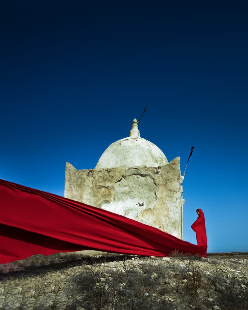 Red Fabric Ancient Dome by Hooman Sedaghi — canvas wall art
