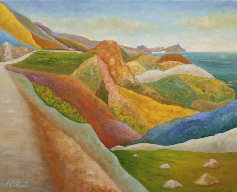Colorful Coastal Landscape by Angeles M. Pomata — canvas wall art