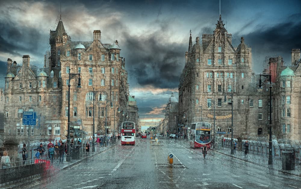 Historic Edinburgh Rain by C.S. Tjandra — canvas wall art