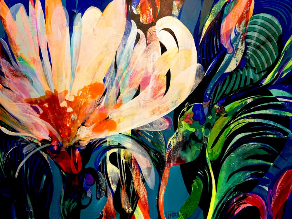Vibrant Abstract Flowers by Victor Tkachenko — canvas wall art