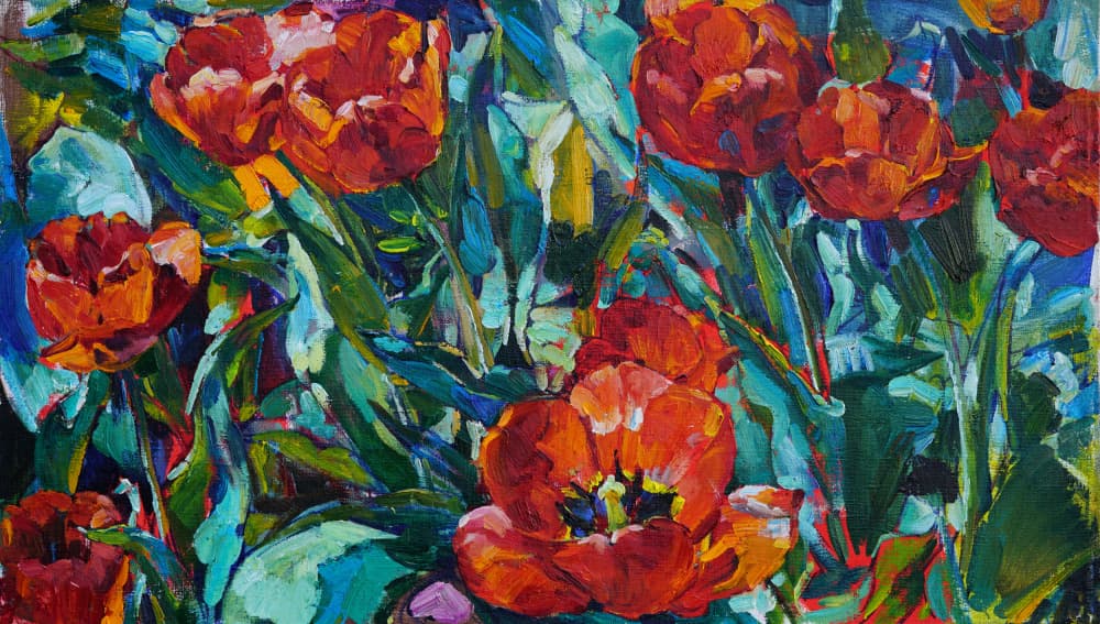 Vibrant Red Tulips by Andrii Kutsachenko — canvas wall art