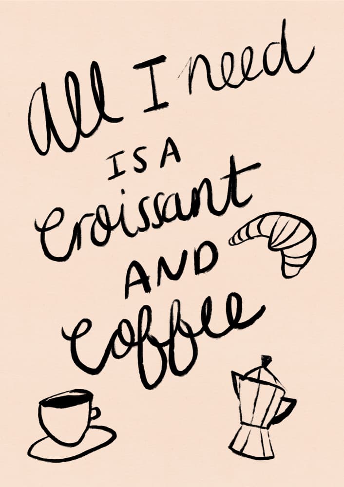 Morning Coffee Croissant by Dirkie Nell — canvas wall art