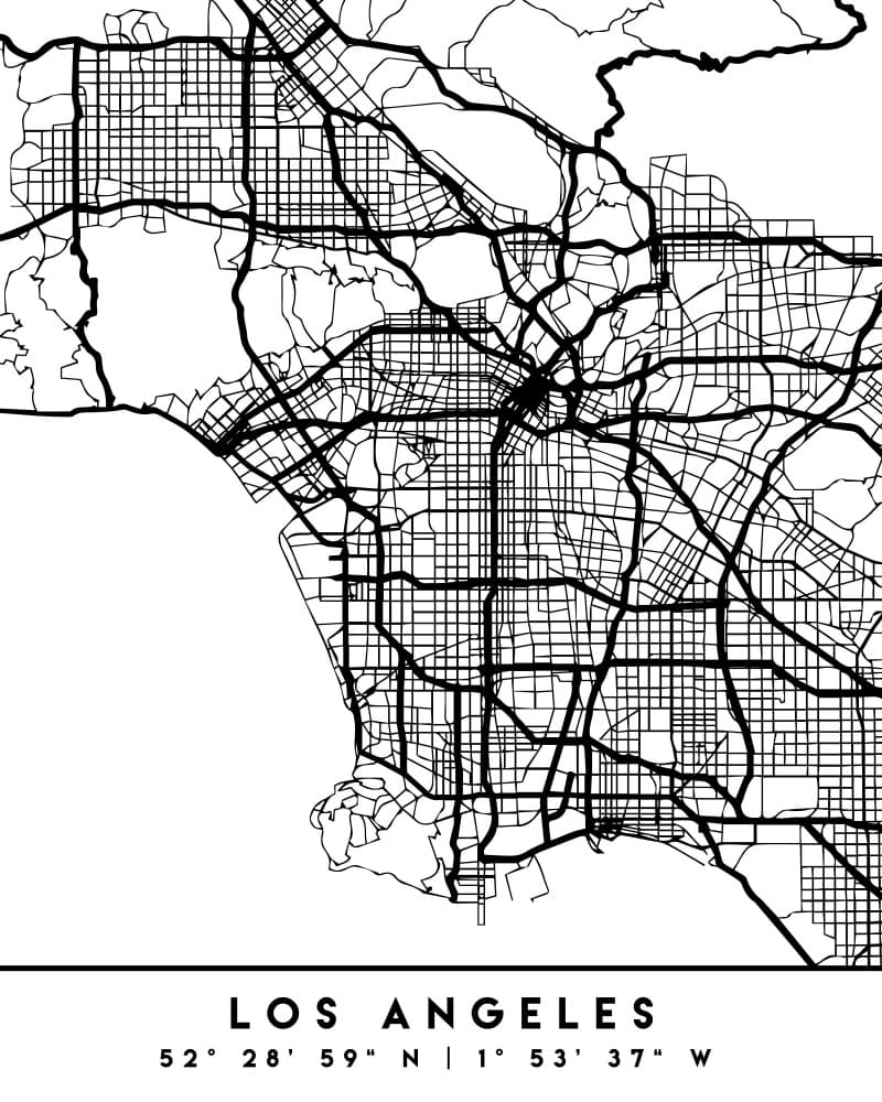 Los Angeles City Map by Emiliano Deificus — canvas wall art