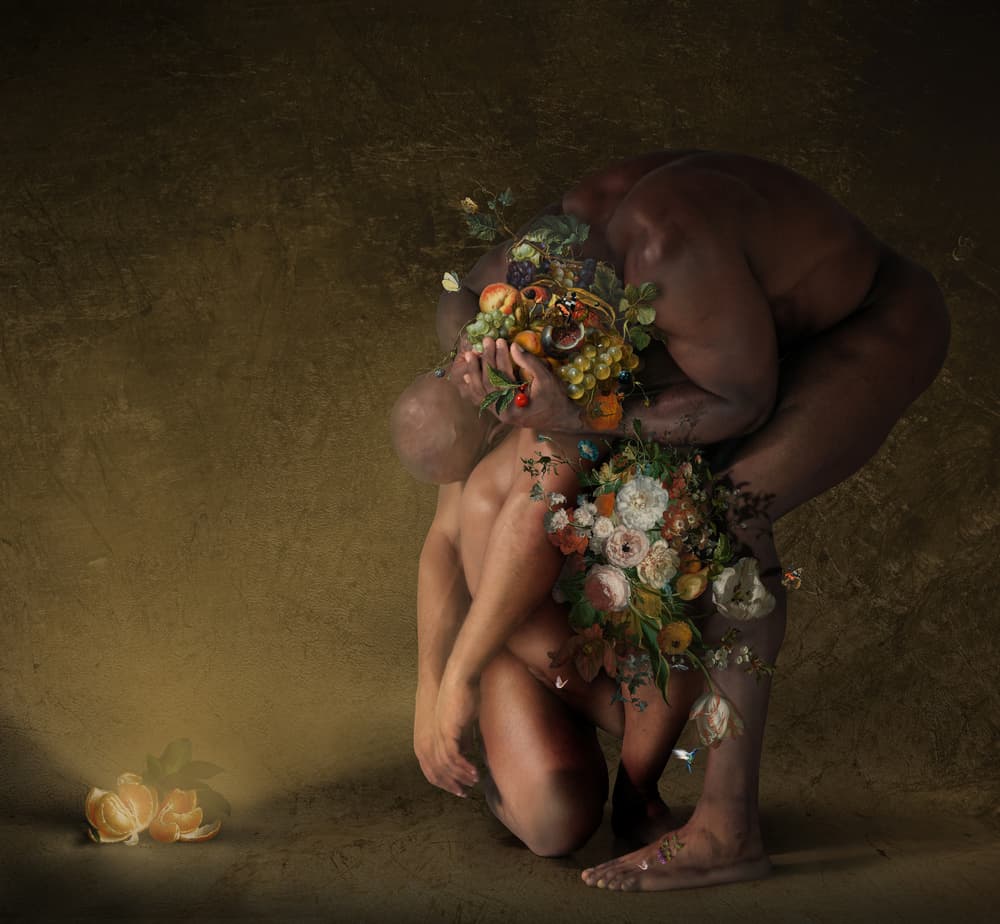 Nude Figures Floral Bounty by DDiArte — canvas wall art